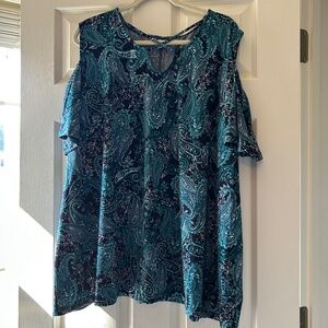 Catherines 3x Printed Open Shoulder Blouse